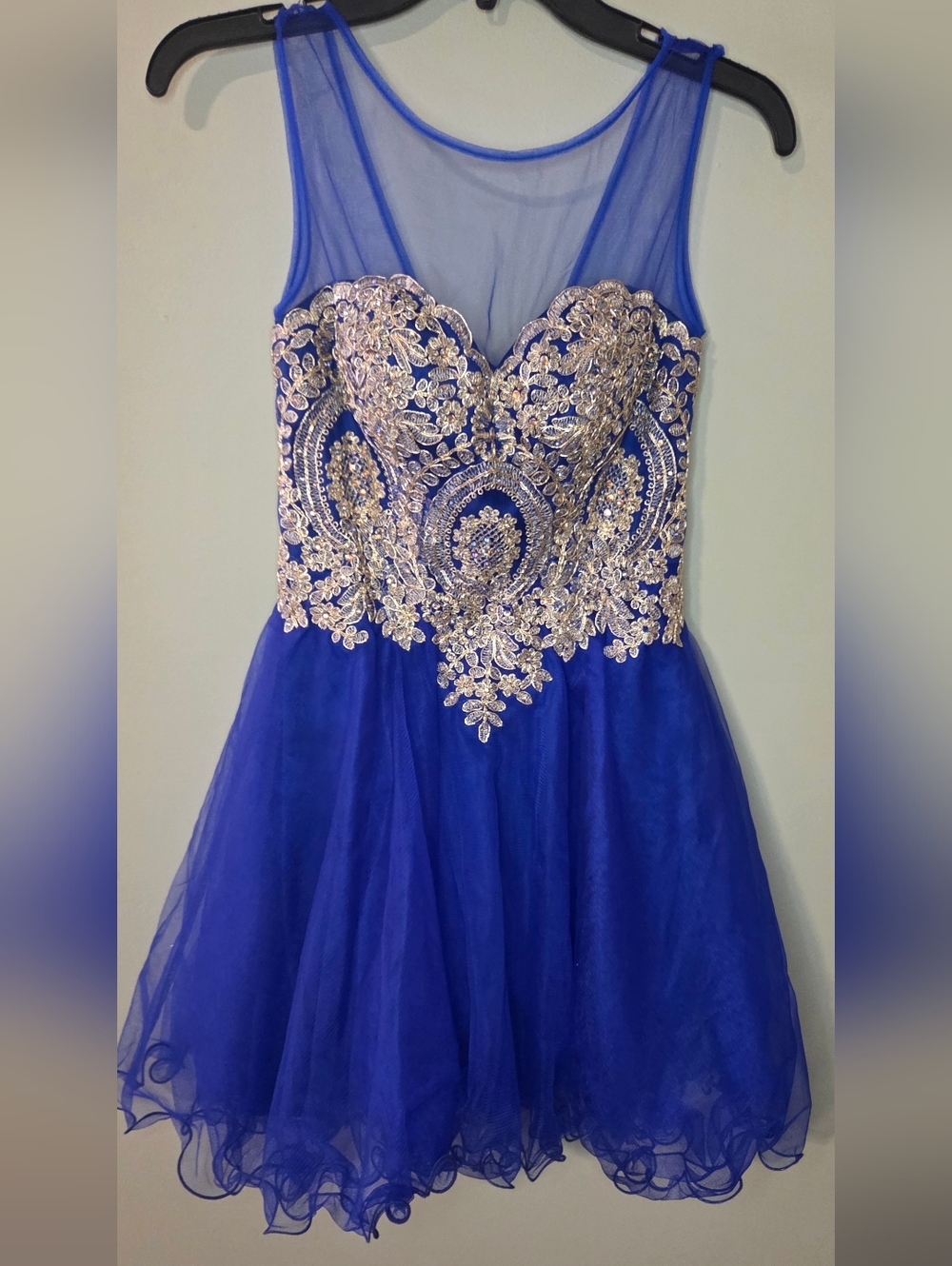 Babyonline D.R.E.S.S Royal Blue Gold Embroidered Homecoming Dress Small